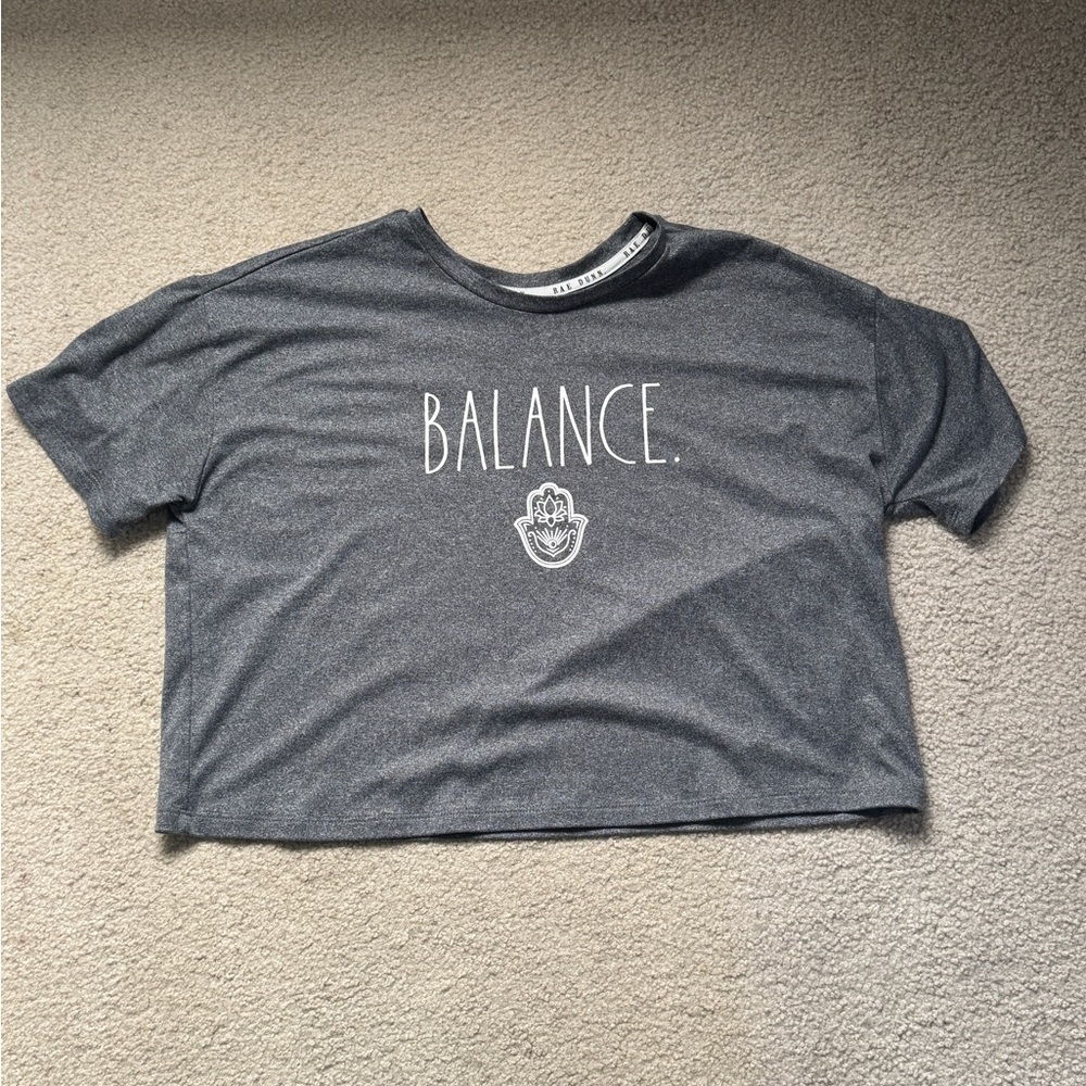 ***DONATED*** Rae Dunn Grey Balance Cropped Graphic Tee Size Small